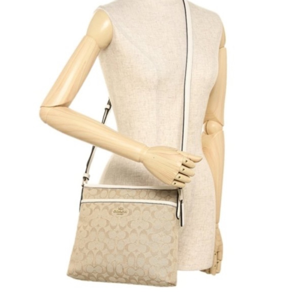10% OFF - Coach 12cm Signature File Bag in Light Khaki/Chalk - New with Tags!